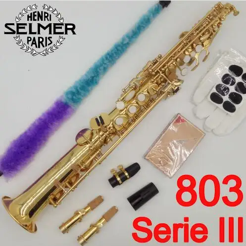 

Brand France Professional Soprano Saxophone 803 Gold Lacquer Musical Instruments Professional Sax Soprano 80III