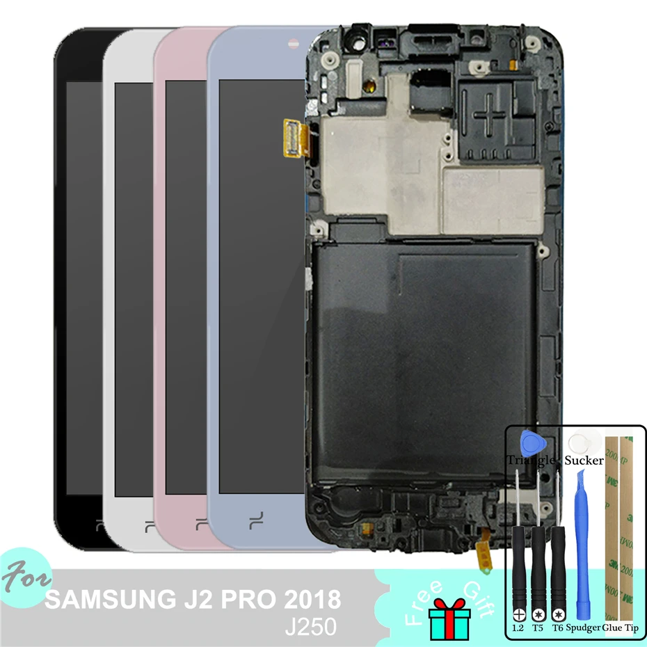 Goede Tft Lcd Voor Samsung Galaxy J2 Pro 2018 J250 J250F SM J250F Ds Touch Screen Digitizer Vergadering Frame Home Button