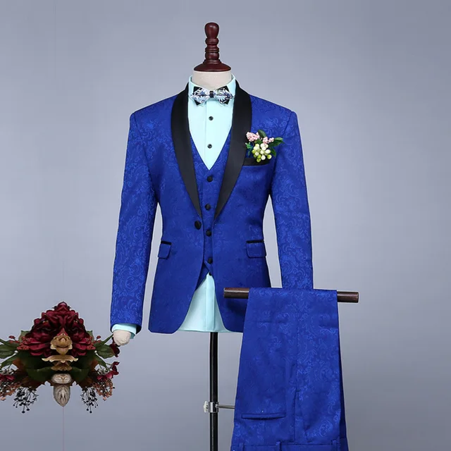 Classic Royal Blue Men Prom Performance Mens Suit Cheap Wedding Groom