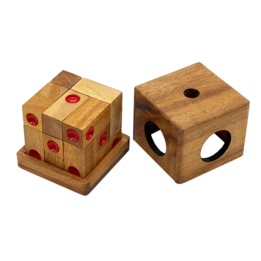 Kids Classic Interlocking Brain Teasers Wood 3D Domino Dice Puzzles Game Toy Birthday Gift for Adults Children