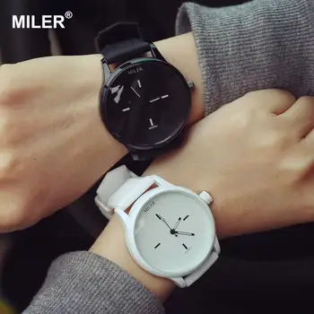 

Original MILER Brand Soft Silicone Strap Jelly Quartz Watch Wristwatches for Women Ladies Lovers Black White