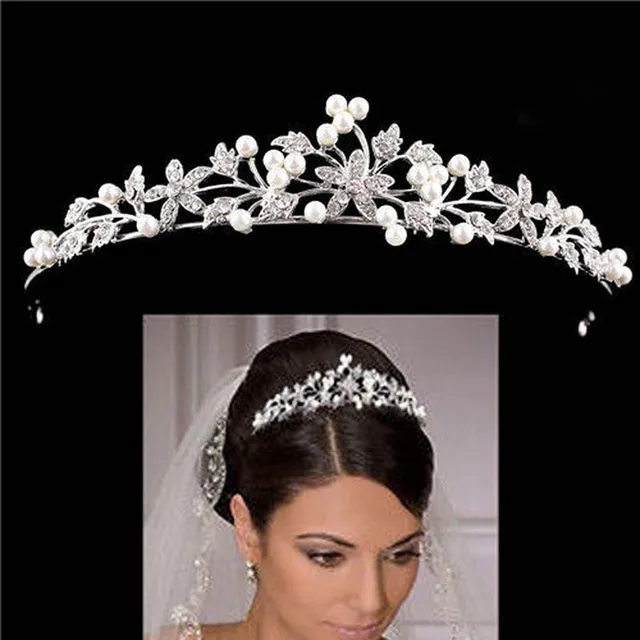 European Crystal Pearl Bridal Wedding Tiaras and Crowns Bridal Hair