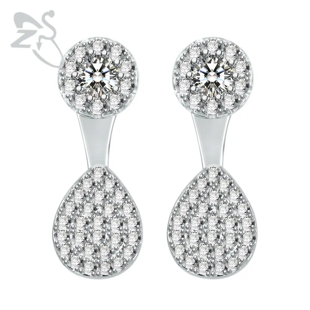 

Sparkle Crystal Round Drop Design Brincos Ear Stud Earring For Women Female 925 Sterling Silver Earring Piercing Body Jewelry