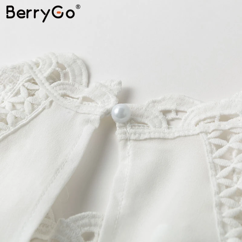 BerryGo повседневные кружевные шифоновые летние белые топы, женские элегантные топы с вышивкой без рукавов, женская сексуальная уличная одежда, женские топы