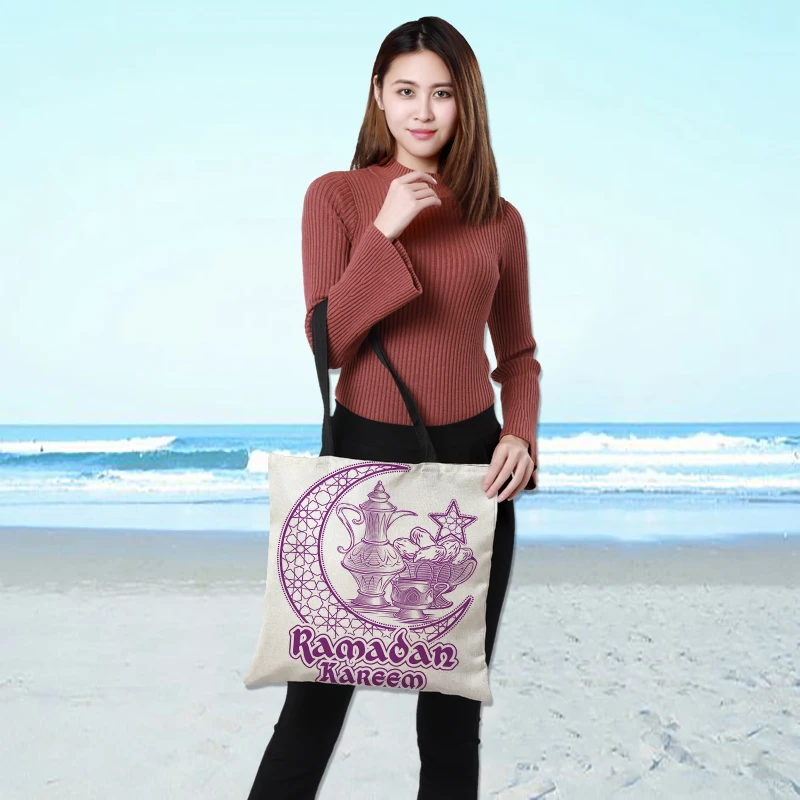 

CROWDALE Moon Star Moskee Goud Balck Eid Mubarak Decor voor Thuis Gelukkig Ramadan message bag women handbag fashion print bag
