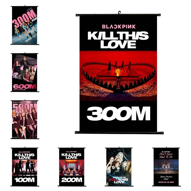

Kpop Blackpink Square Up Album Mini Wall Scroll Poster Jisoo Rose Hang up Photo Picture Home Decor