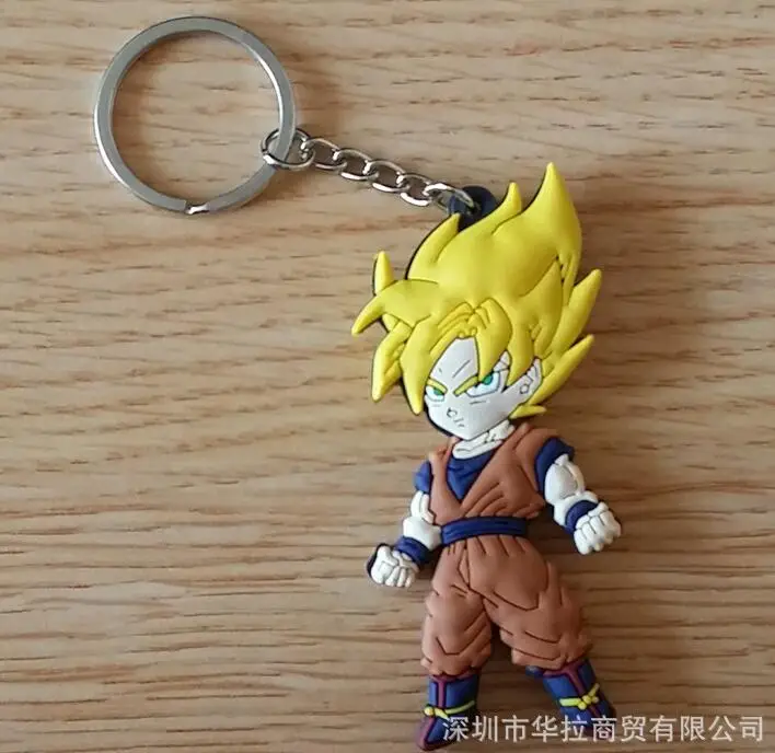 Dragon Ball Z Son Goku, супер ПВХ детали, рисунок, милый кулон, украшение, унисекс, сумка, цепочка, подвески, брелок для ключей - Цвет: Серебристый