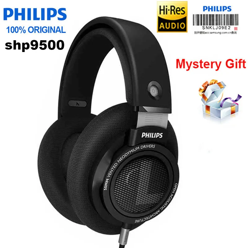 Оригинальные Наушники Philips Shp9500, профессиональные наушники, 3 м, длинные провода, наушники с шумоподавлением для Mp3 смартфона, компьютера S9 S8 - Цвет: shp9500