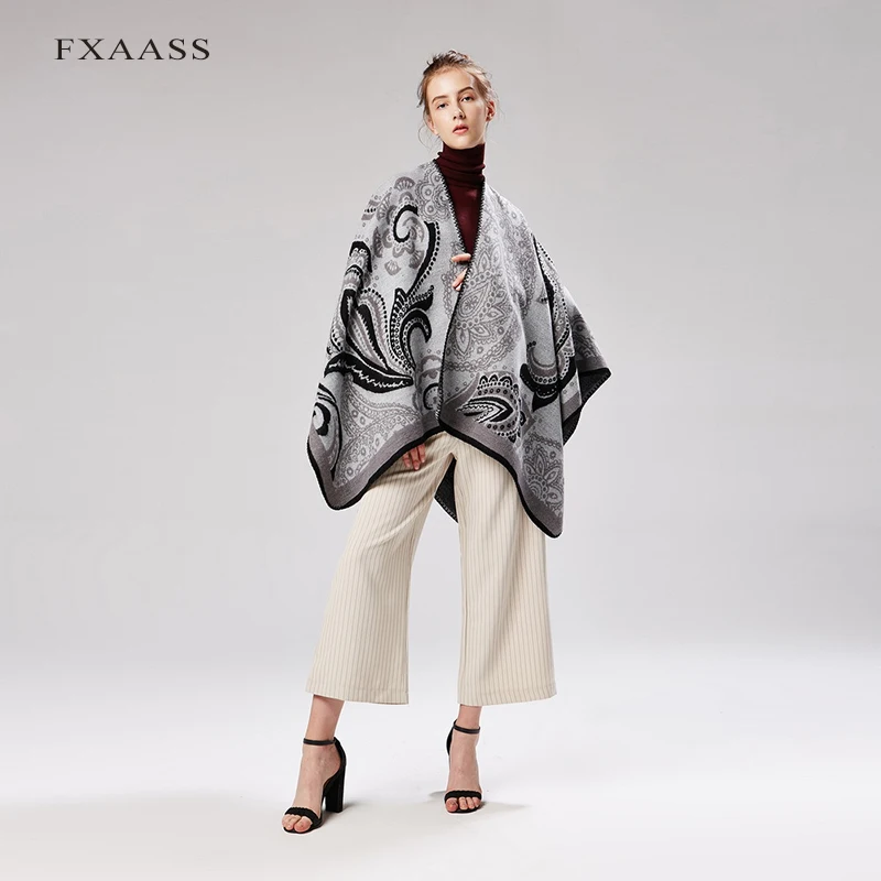 Новинка осень/зима шаль FXAASS Модное пончо женский шарф для женщин Роскошное