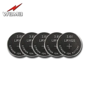 

5pcs/lot Wholesales Lithium LIR1025 3.6V Rechargeable Button Battery Electronic Watch Batteries Replacement CR1025 Cell