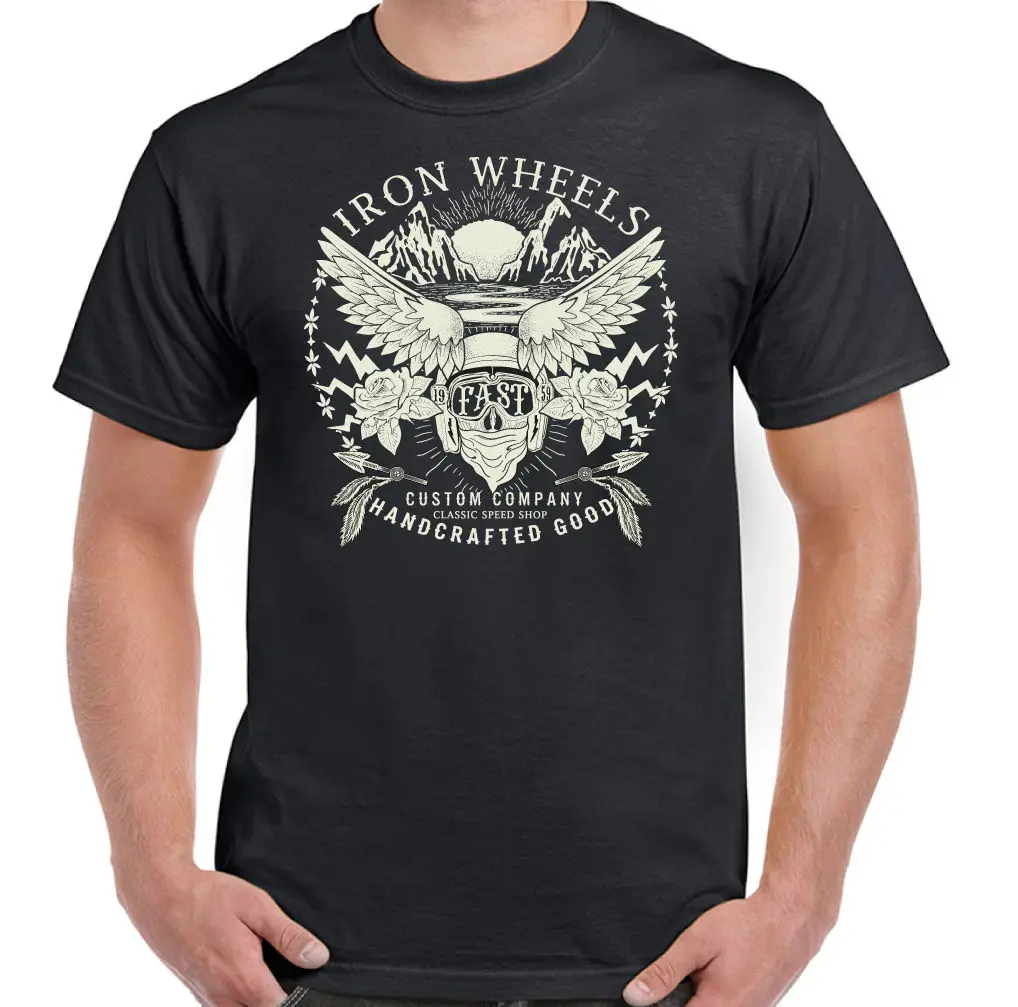 

fer Roues Hommes T-shirt Biker Velo Moto HARLEY personnalise cafe racer Rider