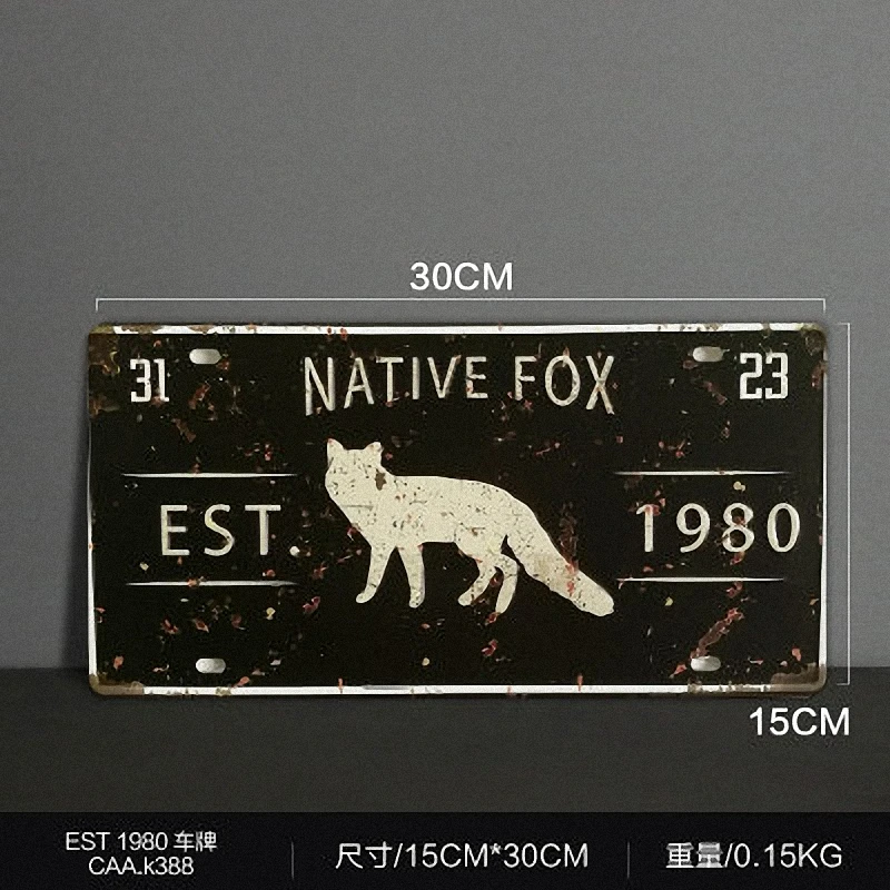 Hot sales Vintage Metal painting "NATIVE FOX EST 1980" car