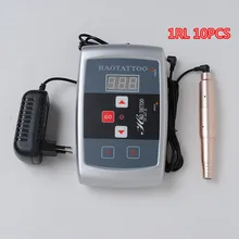 Татуировка, Перманентный макияж бровей Ручка Свет Руководство татуировки источника питания комплект с 10 шт. 1RL иглы