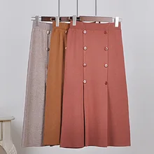 Новая Вязаная юбка, модные детские куртки, зима-осень, вязаная юбка двухрядные юбка на пуговицах трикотажные юбки в стиле ретро