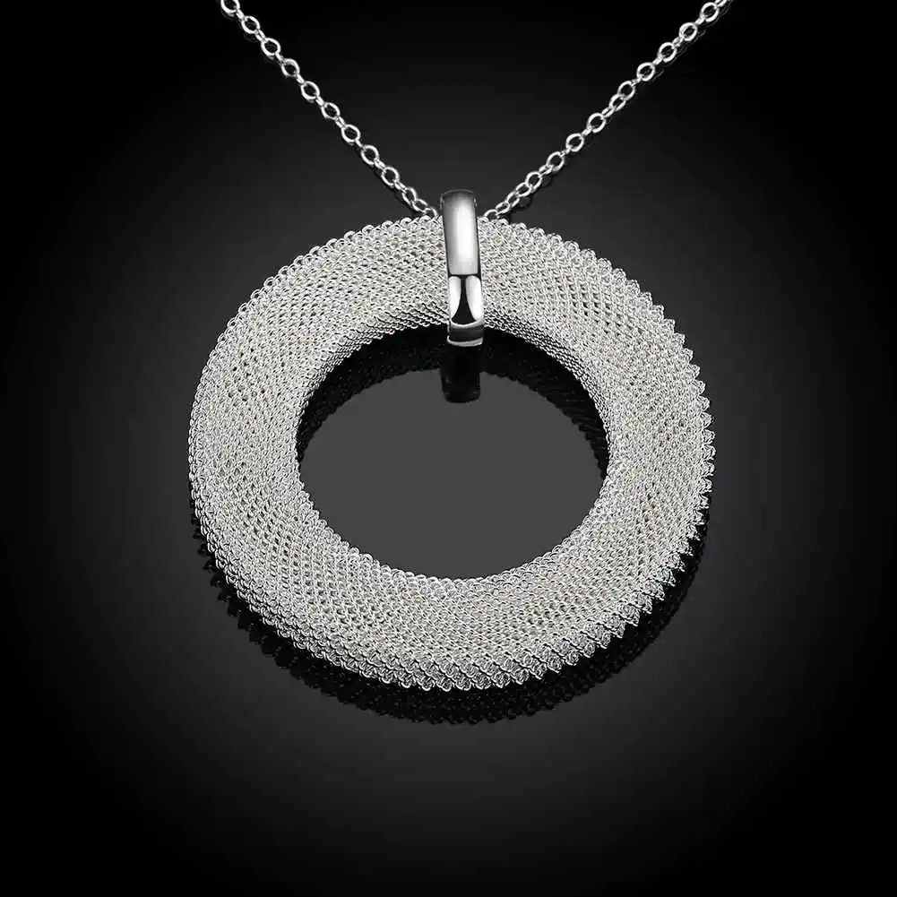 Хит продаж новинка распродажа Серебряный кулон сеть круг ожерелье 2015 joias CP054|silver