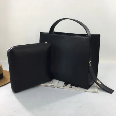 Новая модная женская сумка из натуральной коровьей кожи, сумка через плечо, женская простая классическая сумка, Женская композитная сумка для девушек 286 - Цвет: All Black