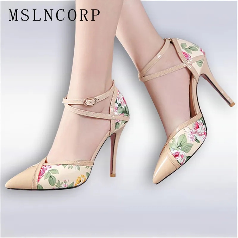 

Plus Size 34-47 Summer Sexy Lady Thin High Heel Sandals Women Ankle Strap buckle Office Pointed Toe Wedding Party Pumps shoes