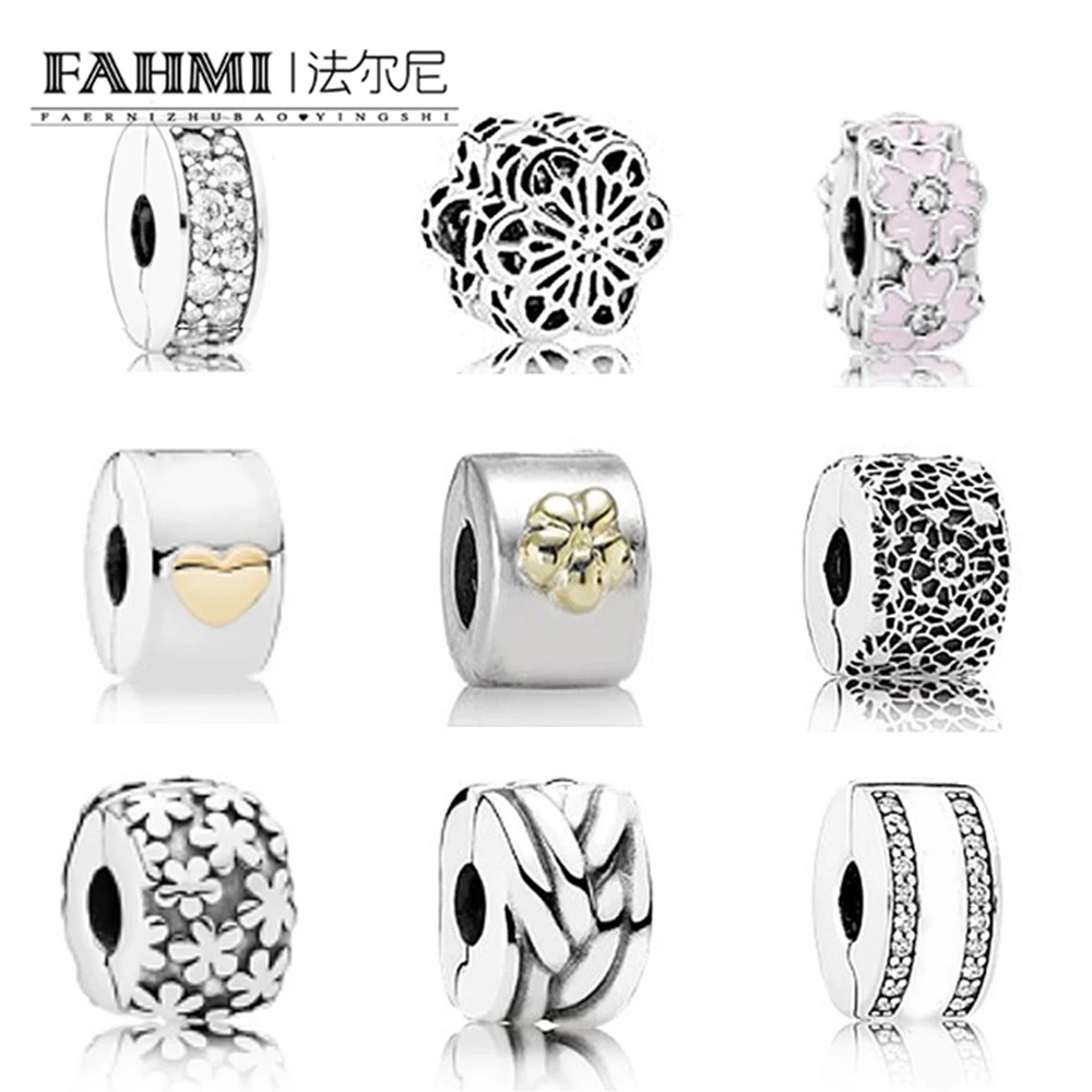 

FAHMI 925 Sterling Silver Safety Clip Original Bead Fit Bracelet DIY Jewelry Manufacture Suitable Sending Woman Birthday Gift