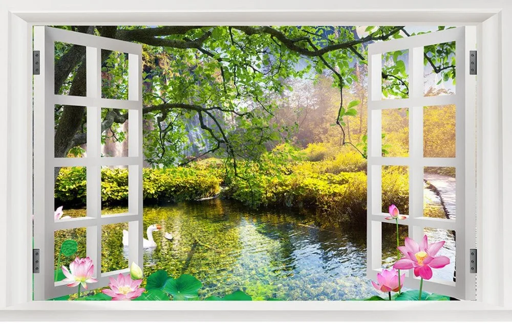custom photo murals Landscape paintings TV backdrop 3D window 3d room wallpaper landscape Custom mural | Обустройство дома