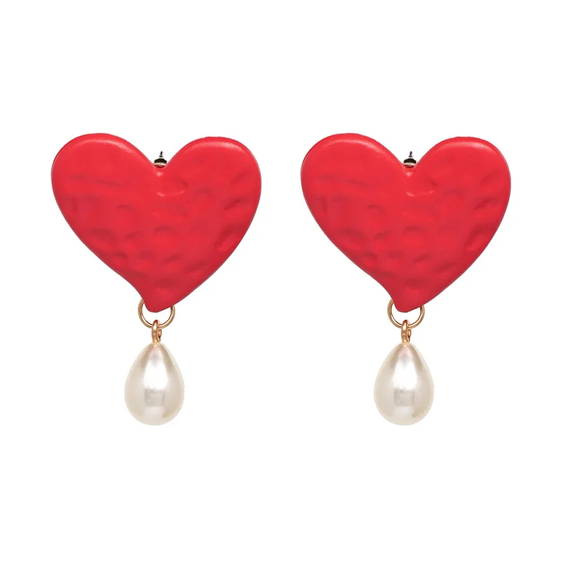 

Rainbery ZA Simulated Pearl Statement Earrings Women Metal Heart Dangle Drop Earrings Valentine Gift Wedding Bridal Jewelry