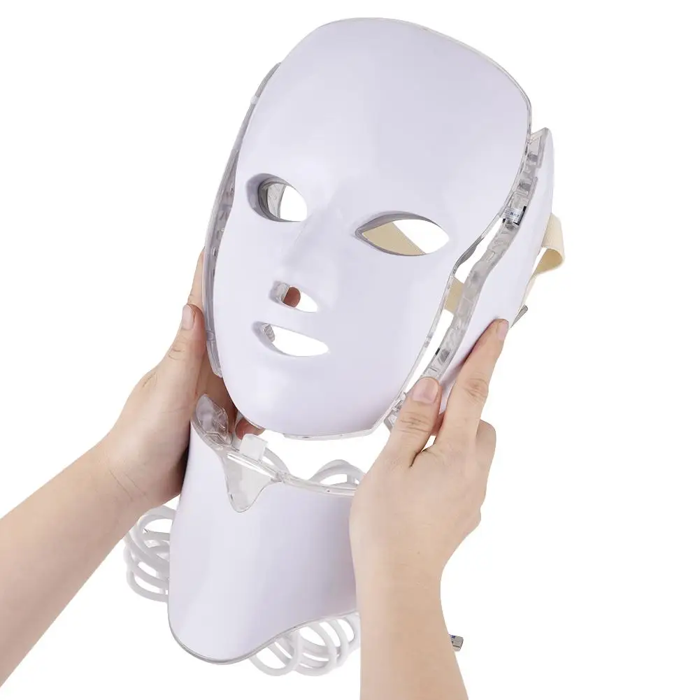 

Colorful LED Mask Photon Rejuvenation Spectrum Beauty Instrument with Neck Mask Set 7 Colors Light LED Facial Mask