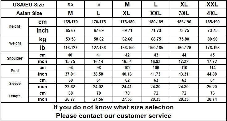 Men Clothing Size