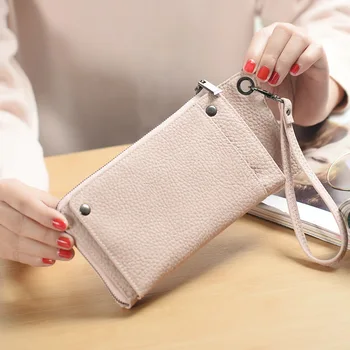 

Foofum Long Fashion Wallet for Ladies PU Leather Money Phone Hold Purses 2017 Female Zipper Solid Candy Wristlet Clutch Bag