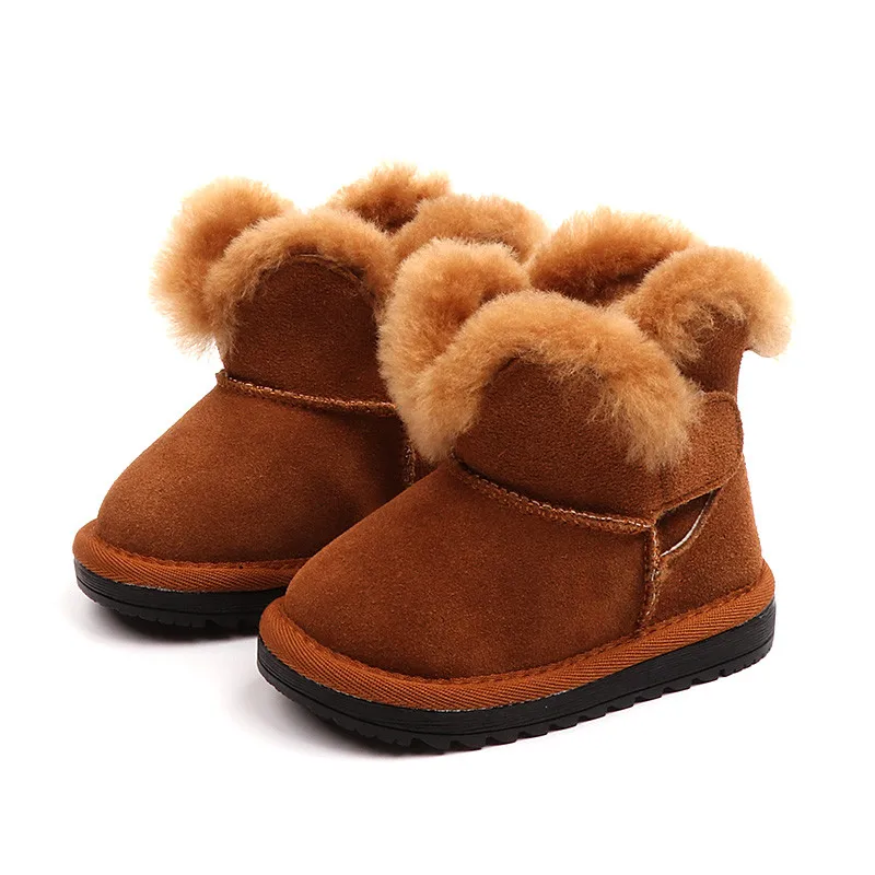 

Baby Girl Boots 2018 New Boys Warm Winter Shoes Genuine Leather Brand Toddler Ankle Snow Boots 1 2 3 years