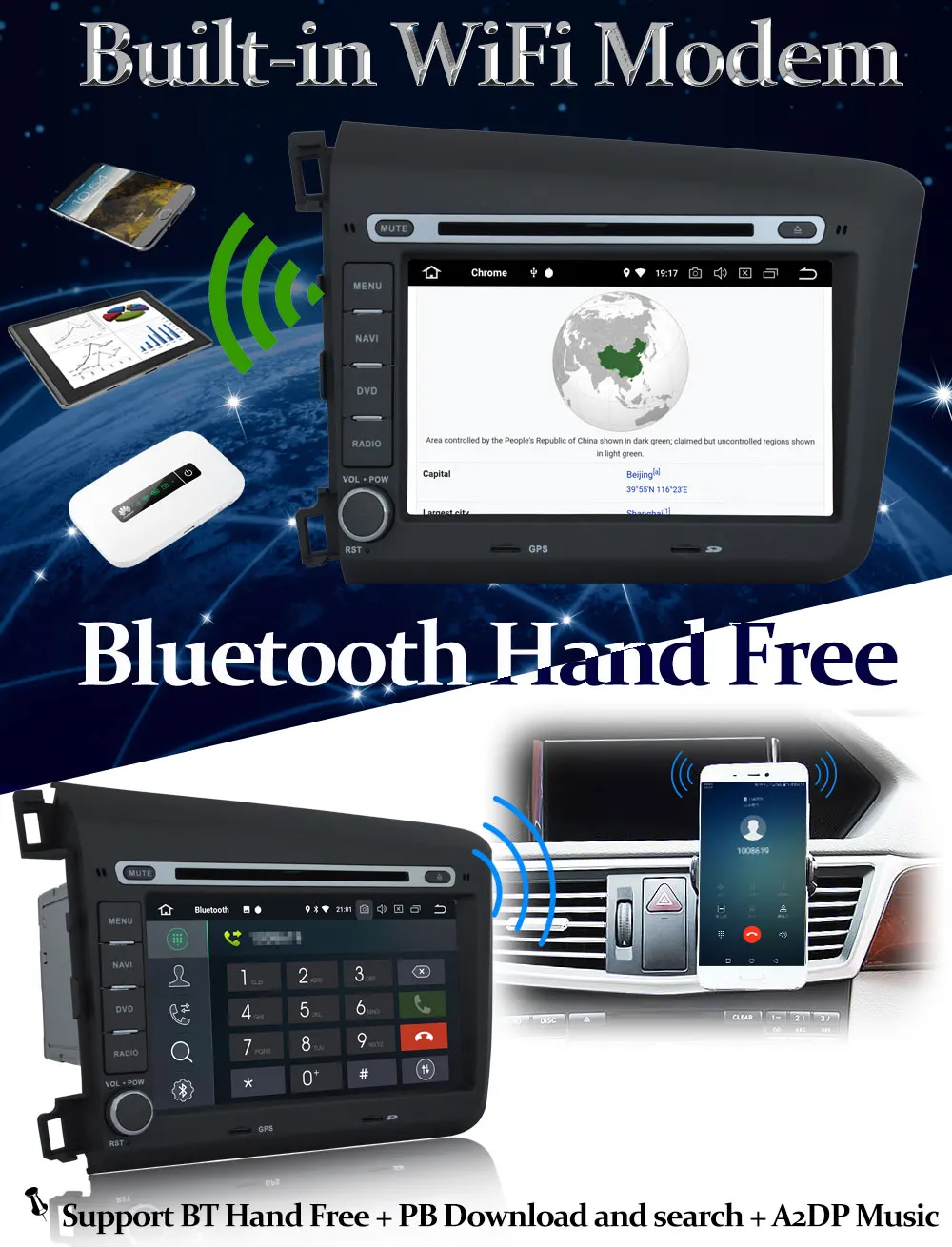 Perfect 4GB RAM Android 8.0 Car DVD Player For Honda CIVIC 2012 2013 2014 Car GPS Navigation System Bluetooth Stereo Radio Octa Core 15