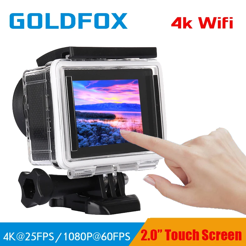 GOLDFOX 4 К действие Камера Ultra HD 4 К/25fps Wi-Fi 2,0 "Сенсорный экран 1080 P/60fps 170D 30 м Водонепроницаемый go шлем pro Спорт cam