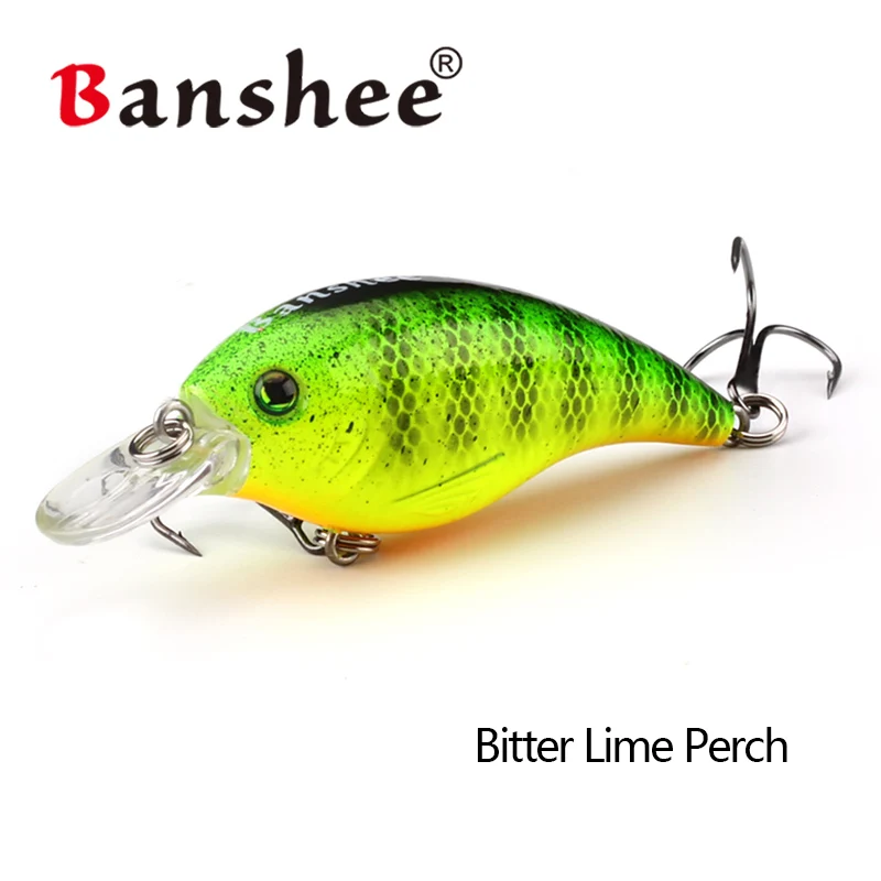 Banshee 2.4" Shallow Diving Crankbaits Rattle Fishing Lures Artificial Hard Bait for Bass Fishing - Цвет: Bitter Lime Perch