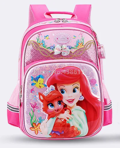 Pink Новая маленькая Русалочка Принцесса Ариэль дворец Домашние животные девочки школьная сумка для детей Дети начальная школа книга рюкзак сумка - Цвет: Pink