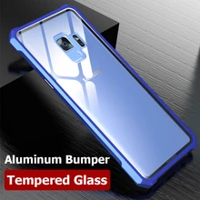 Aluminum Metal Bumper Armor Case For Samsung Galaxy S9 Note 8 S8 Plus Coque Tempered Glass Cover Frame S7 Edge Shockproof Case Aluminum Metal Bumper Armor Case For Samsung Galaxy S9 Note 8 S8 Plus Coque Tempered Glass Cover Frame S7 Edge Shockproof Case