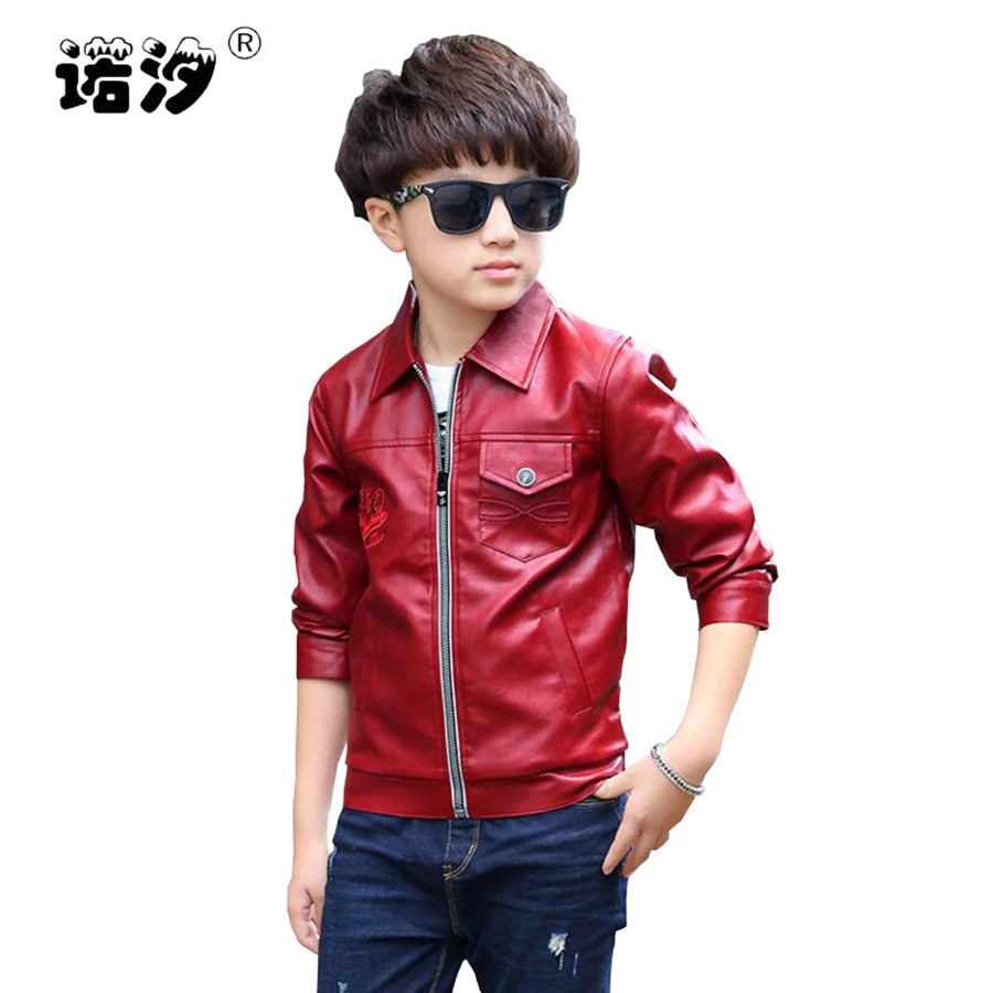 

Boys jacket Kids PU Leather clothes boys fashion spring autumn long sleeve coat boys Outwear Baby boys clothes 3~12 Y outwear