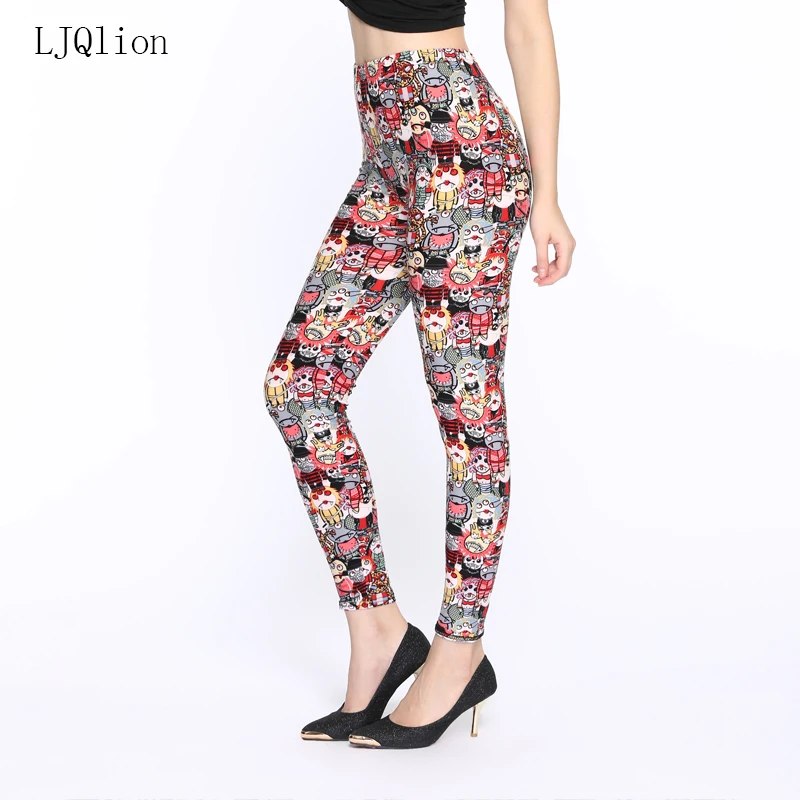 

LJQlion 2018 Slim Fitness Leggings character Print Legging Fashion leggins Trousers Woman Pants