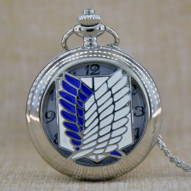 New Fashion Silver Attack on Titan Cartoon Animation Quartz Pocket Watch Analog New Fashion Silver Attack on Titan Cartoon Animation Quartz Pocket Watch Analog