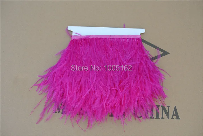 

Free Shipping 10 Yards/lot Hot pink Ostrich Feather trimming fringe 5-6inch in width fuchsia ostrich feather fringe