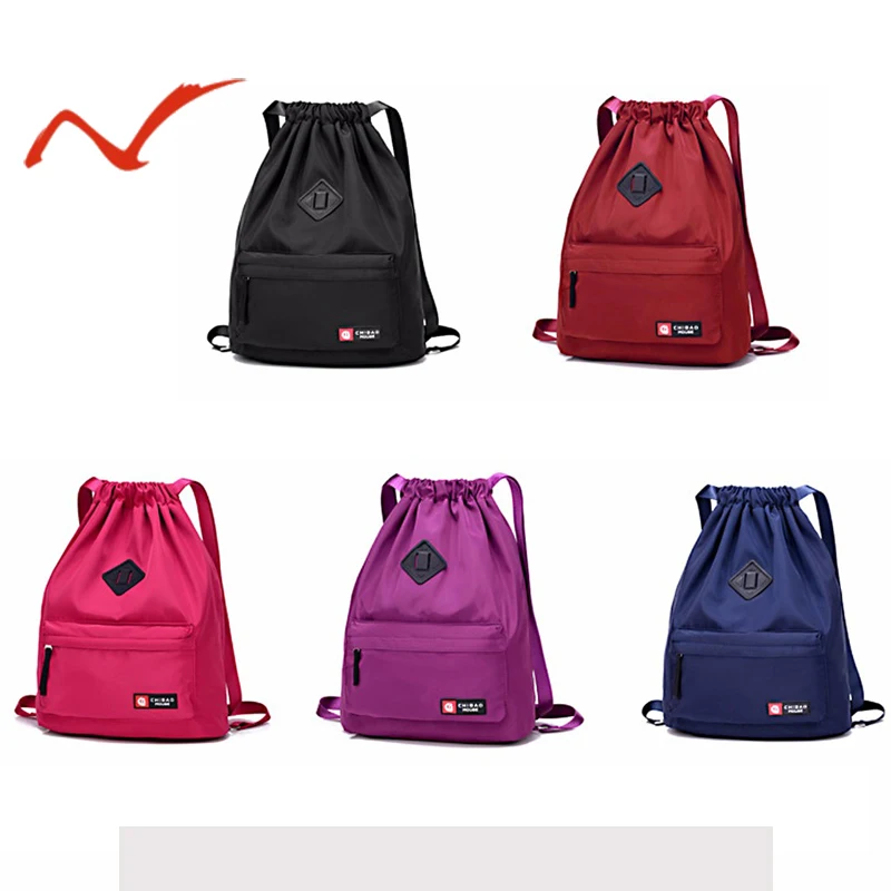 Drawstring спортивная сумка фестивальный рюкзак нейлон Softpack Тренажерный зал Спорт фитнес путешествия Йога для женщин обувь для девочек студент