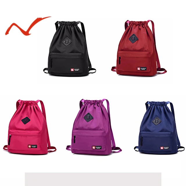 US $9.00 Drawstring Sports Bag Festival Backpack Nylon Softpack Gym Sports Fitness Travel Yoga Women Girls S