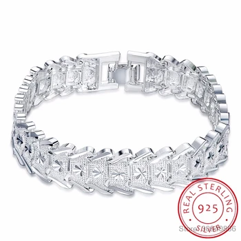 

Men's Thick Link Bracelet 20CM 925 Silver Hombre Male Chain Link Bracelet For Men/Women Jewelry Star Pulseras Dropshipping