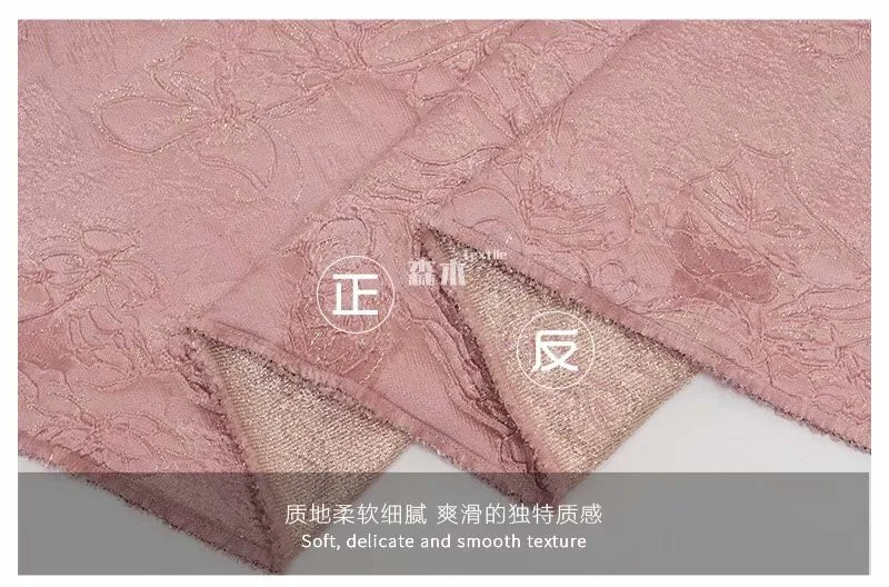 Жаккардовая ткань трехмерная розовая Золотая жаккардовая Роза Ткань осенняя и зимняя мода гобелен платье DK03