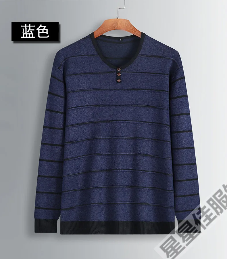 Плюс 8XL 6XL 5XL 4XL осень полосатый свитер мужской тонкий контрастный цвет Fit хлопок v-образный вырез большие размеры Трикотаж пуловеры