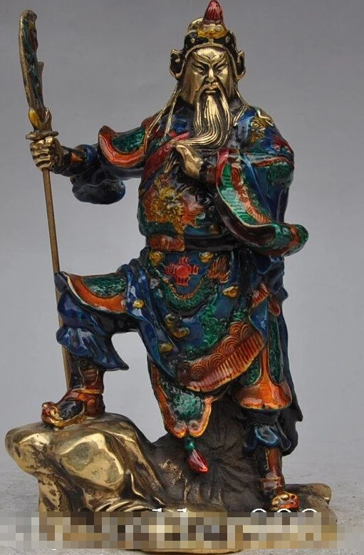 9 &quotфарфор бронза перегородчатый Guan Gong GuanYu солдат Ares Hold Dragon Sword статуя | Дом и сад