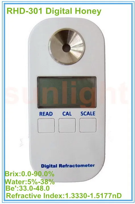 

RHD-301 Digital Honey Refractometer Brix/Water/Be'/Refractive Index 4 in 1