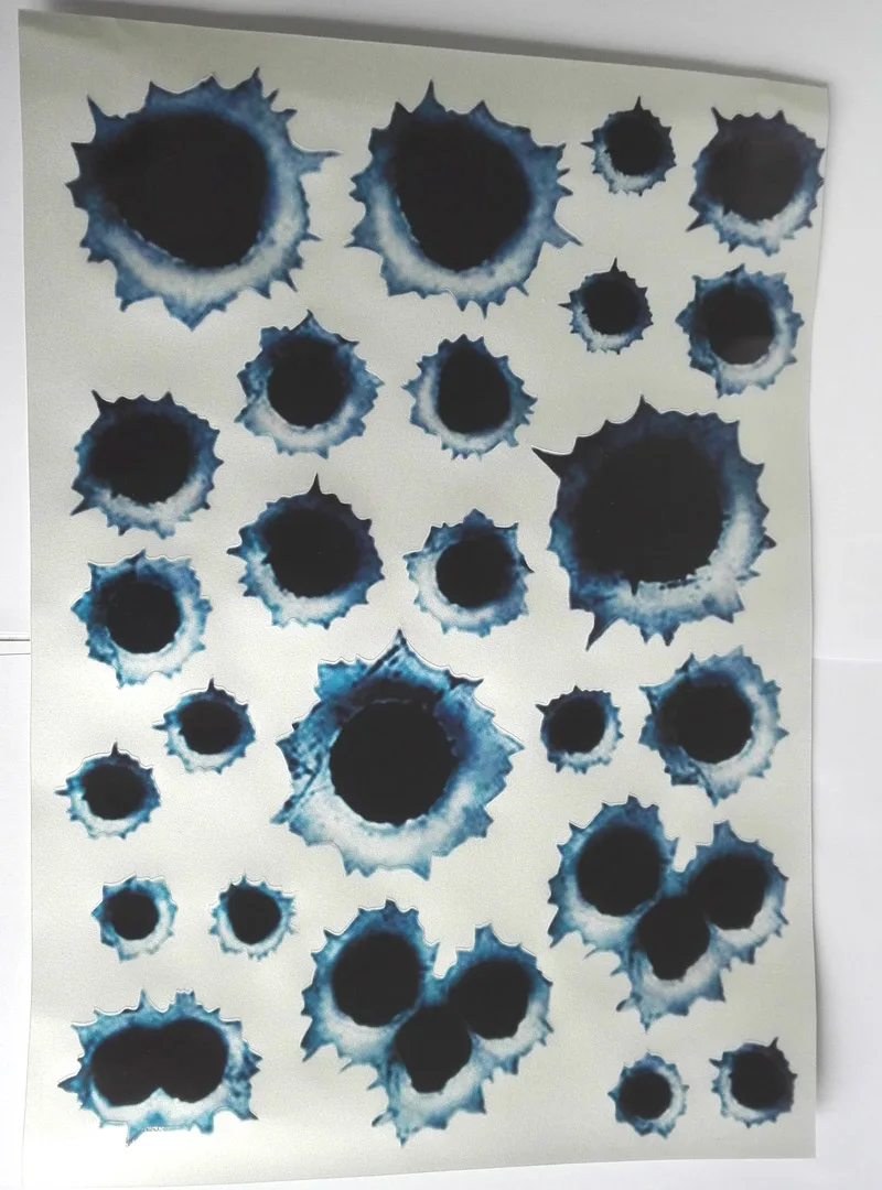 

28x21CM big size Reflective sticker Realistic bullet holes sticker Funny car sticker Shot hole sticker All-weather Washable