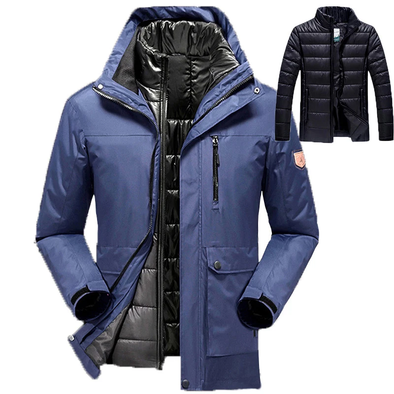 2016 large size hot sale warm outwear winter jacket men women`s 2 in 1 thicken waterproof down parka coat men jacket size M~6XL