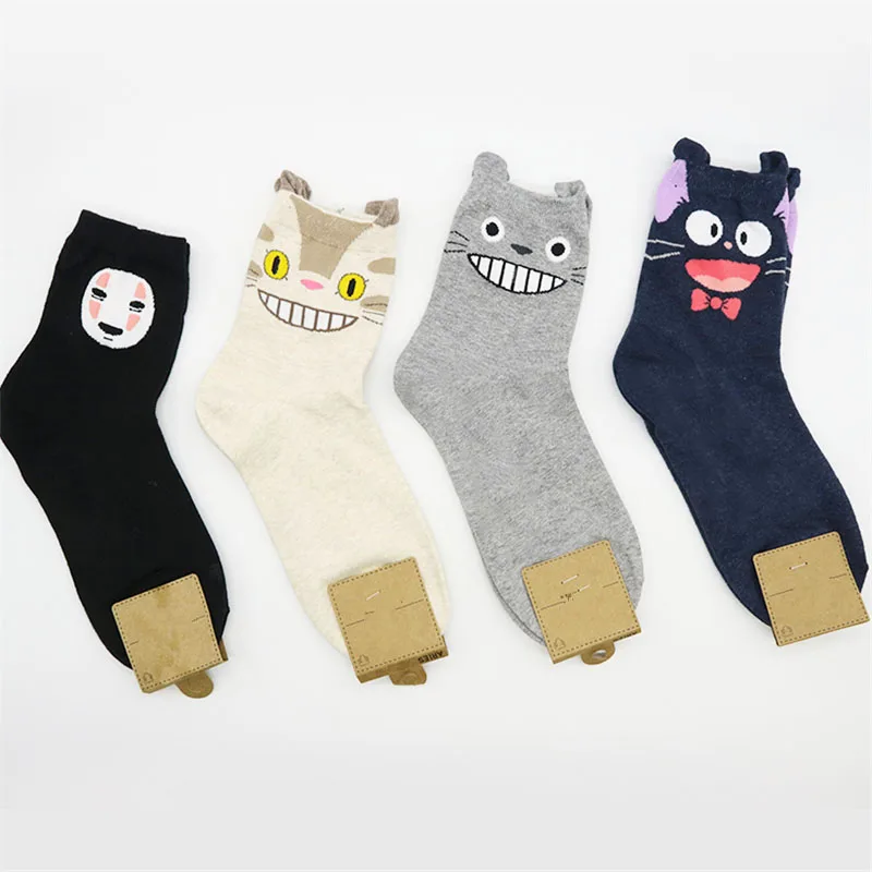 studio ghibli miyazaki my neighbor totoro socks women kawaii cute Spirited Away Kiki's Delivery Service cartoon jiji cat catbus