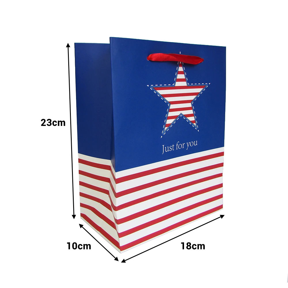 Red Striped Blue Star Captain America party Gift Bags American Independence Day Supplies Favors Package Bag Kids Birthday Party
