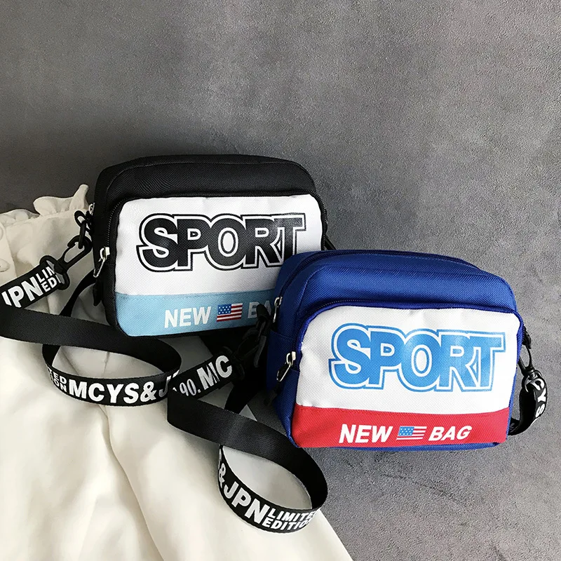 

Ins Super Popular Harajuku Men Women Canvas Shoulder Bags Small Mobile Phone Bags for Girls Boys Hip Hop Chic Hand Pouch Bolsos