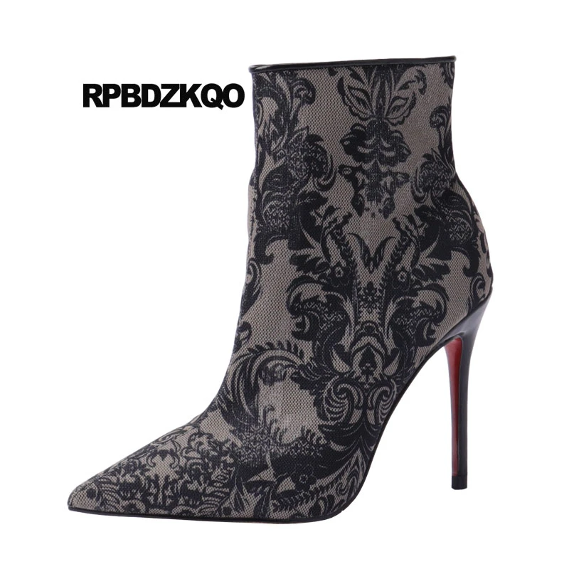 black pointed booties heels